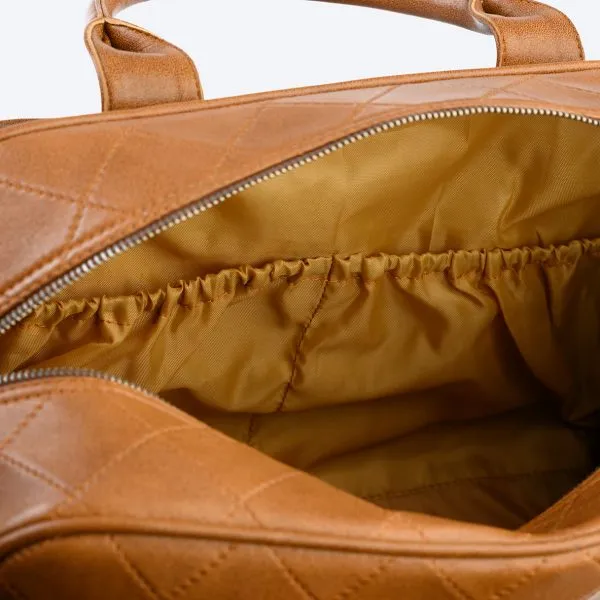 Luiertas Cognac Leer met ruitjes motief - Afbeelding 5