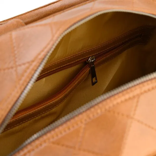 Luiertas Cognac Leer met ruitjes motief - Afbeelding 4