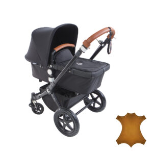 Vervangbare lederen hoezen met ritssluiting om duwbeugel en draagbeugel van een Bugaboo Cameleon 3