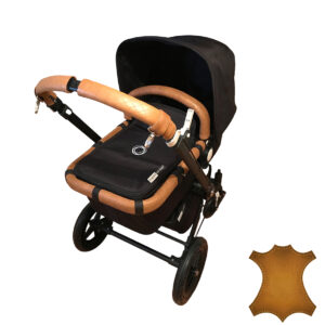 Bugaboo Cameleon 1 en 2 met nieuwe cognac lederen hoezen om het handvat, draagbeugel en frame