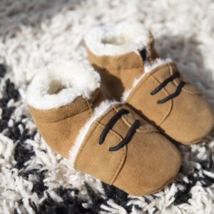 Baby schoentjes van suède – cognac