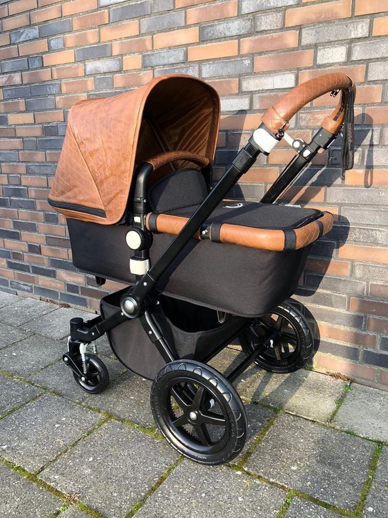 Bugaboo Cameleon, Fox, Donkey zonnekap en wiegdekje in lamsleder aanvullende bekledingset – zijaanzicht