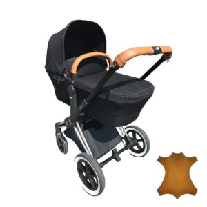 Cybex Priam 1 & 2 handvat hoes en draagbeugel hoes set: duwbeugel (2 delen) – lederen hoezenset met rits