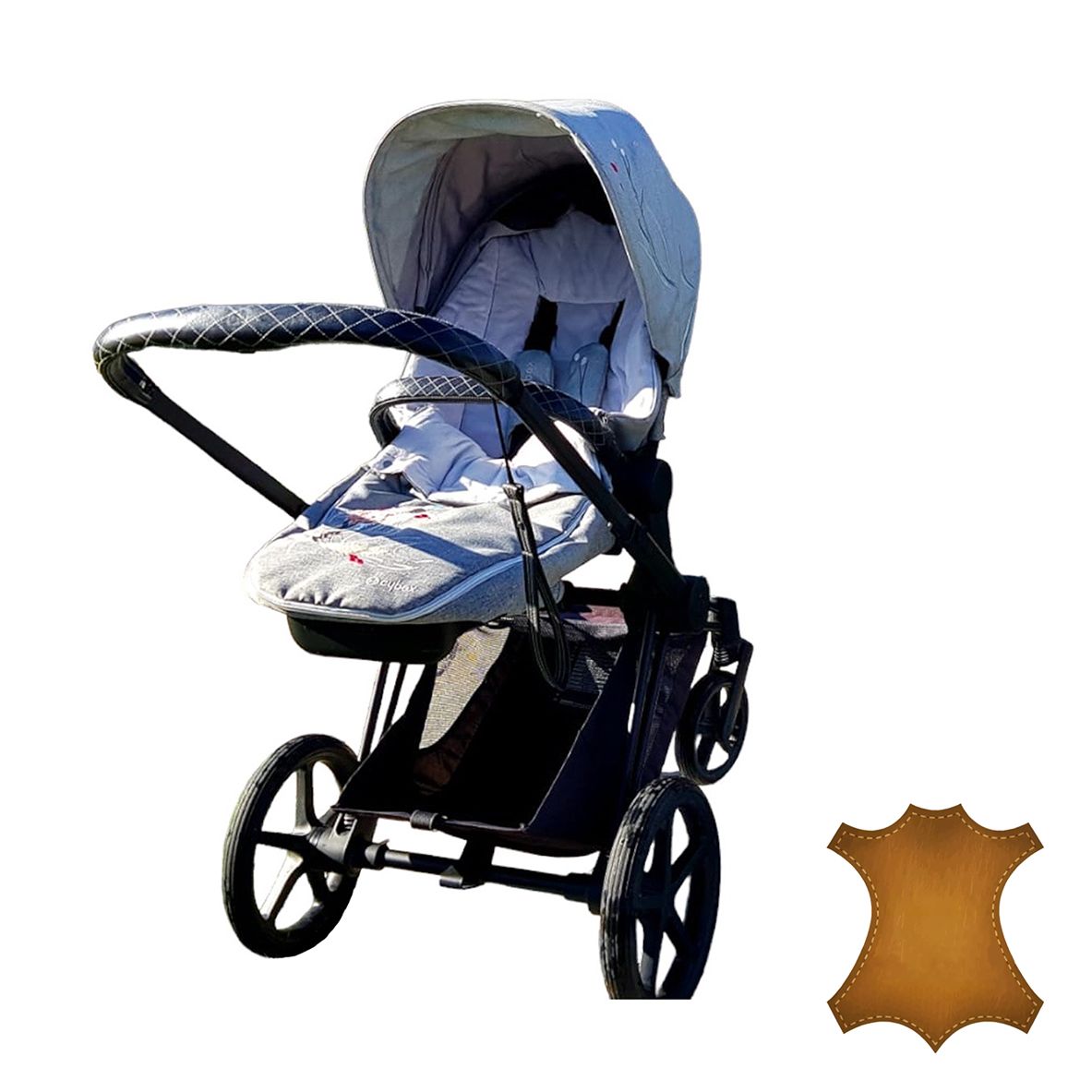 Cybex Priam 3 Handvat en Draagbeugel hoes set (handvat uit 1 lang deel) – lederen hoezenset
